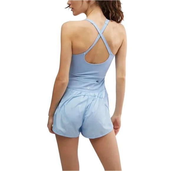 Free People Movement Righteous Runsie Pull On Athleisue Gym Workout Romper Blue - Picture 5 of 16